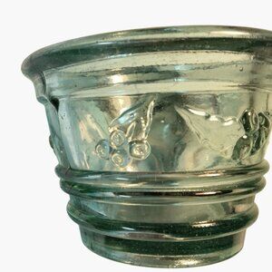 Green Glass Candle Holder Vase Holly Berry Leaf Heavy Votive Tealight